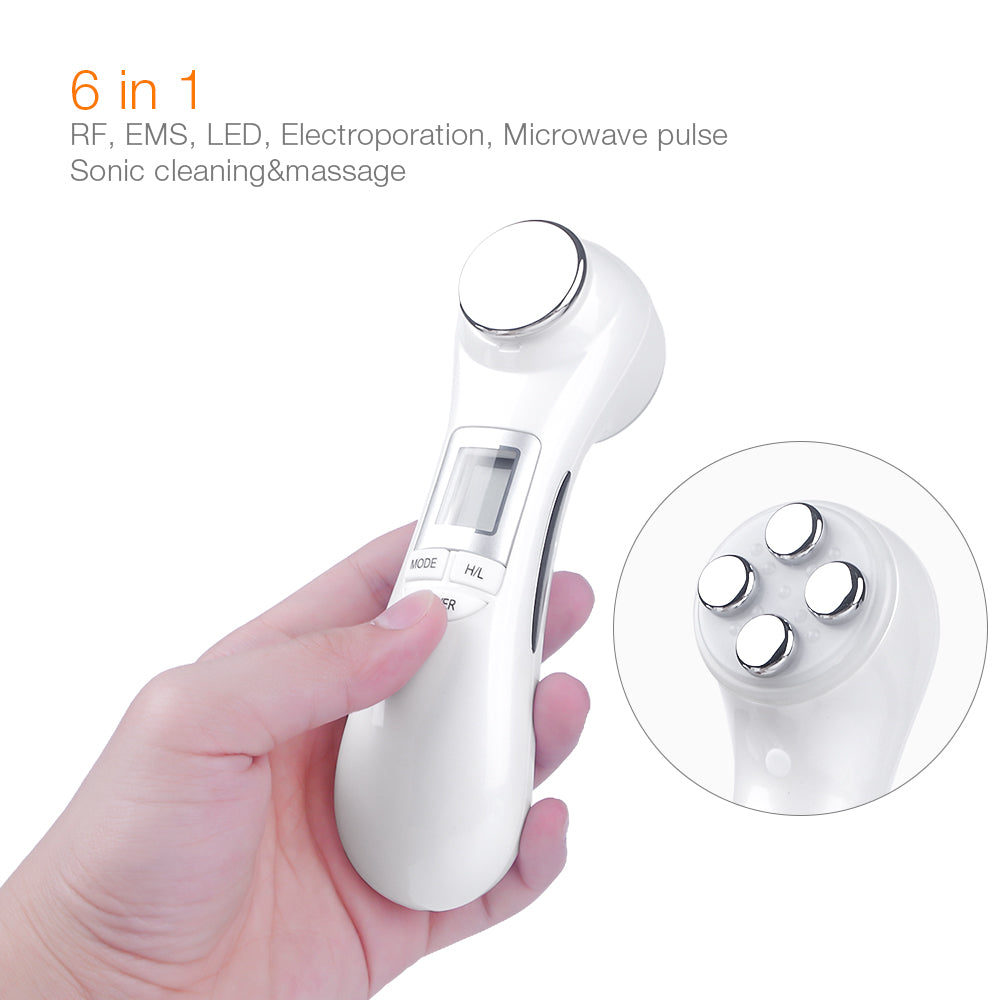 6-in-1 LED skin massage beauty device with ultrasound and RF